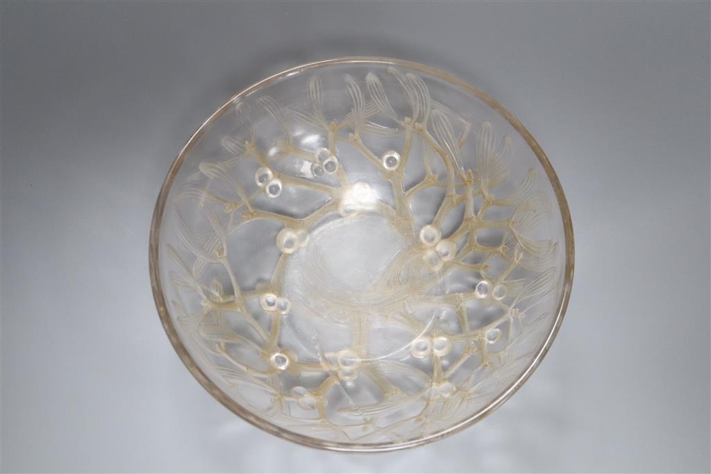 René Lalique. A pre-war glass Gui No.1 pattern bowl, no.3223, designed in 1921, moulded mark, 24cm (cracked)